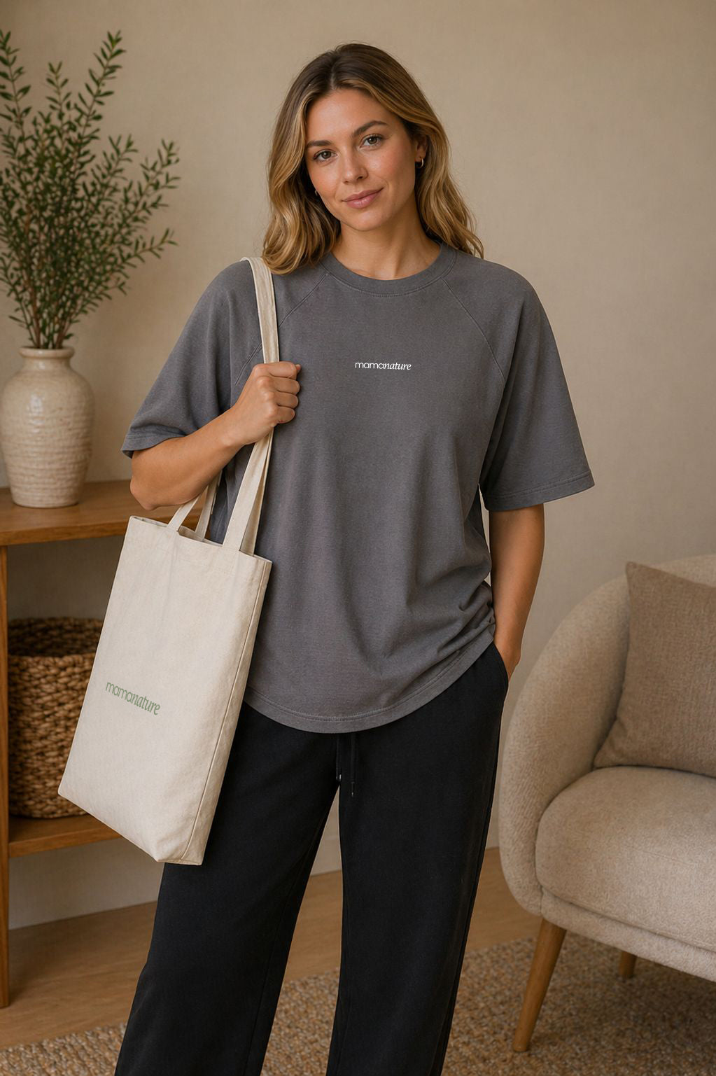 The Oversized Lounge Tee – Charcoal