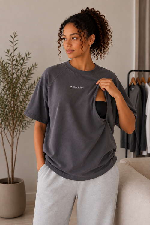 The Oversized Feeding Tee | Charcoal