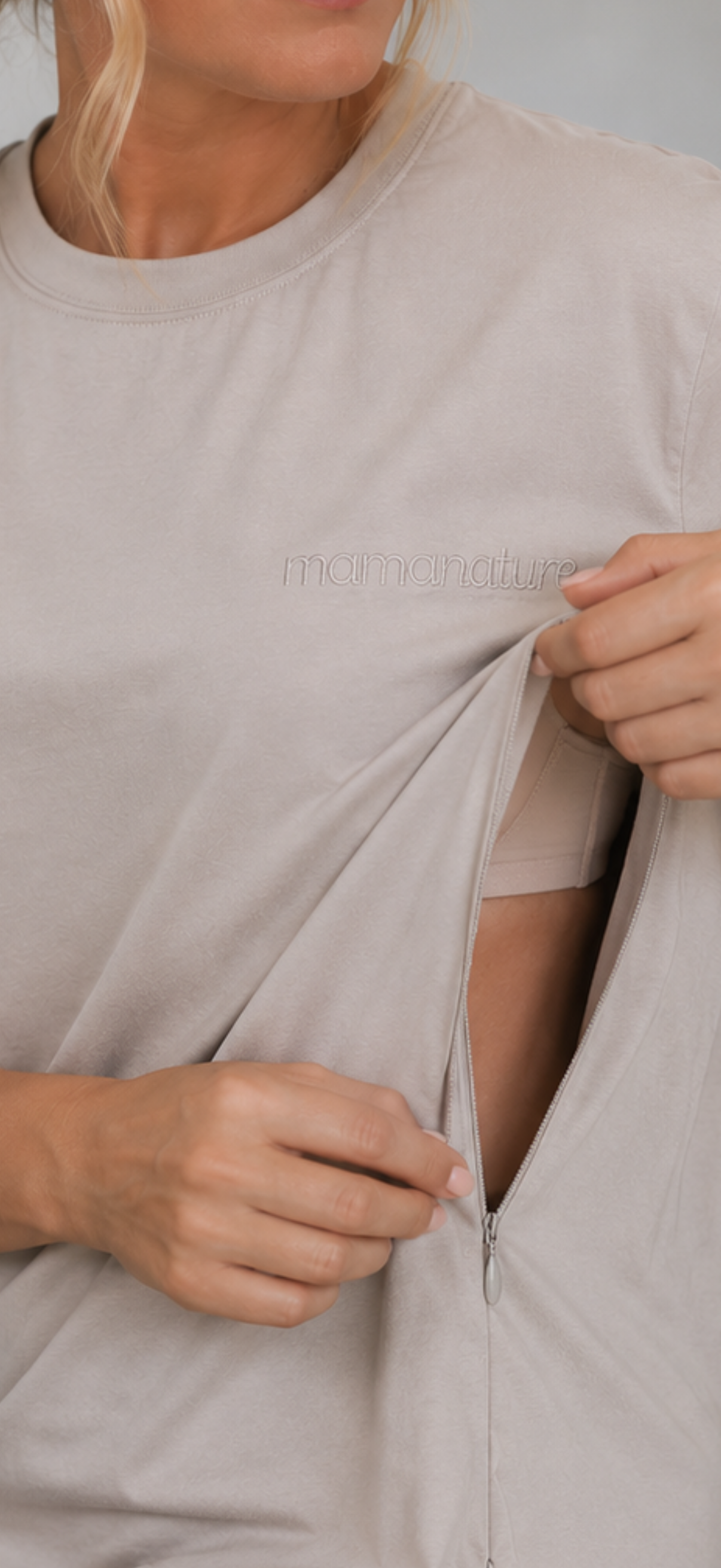 Breastfeeding Tee with Hidden Zip Access – Oat