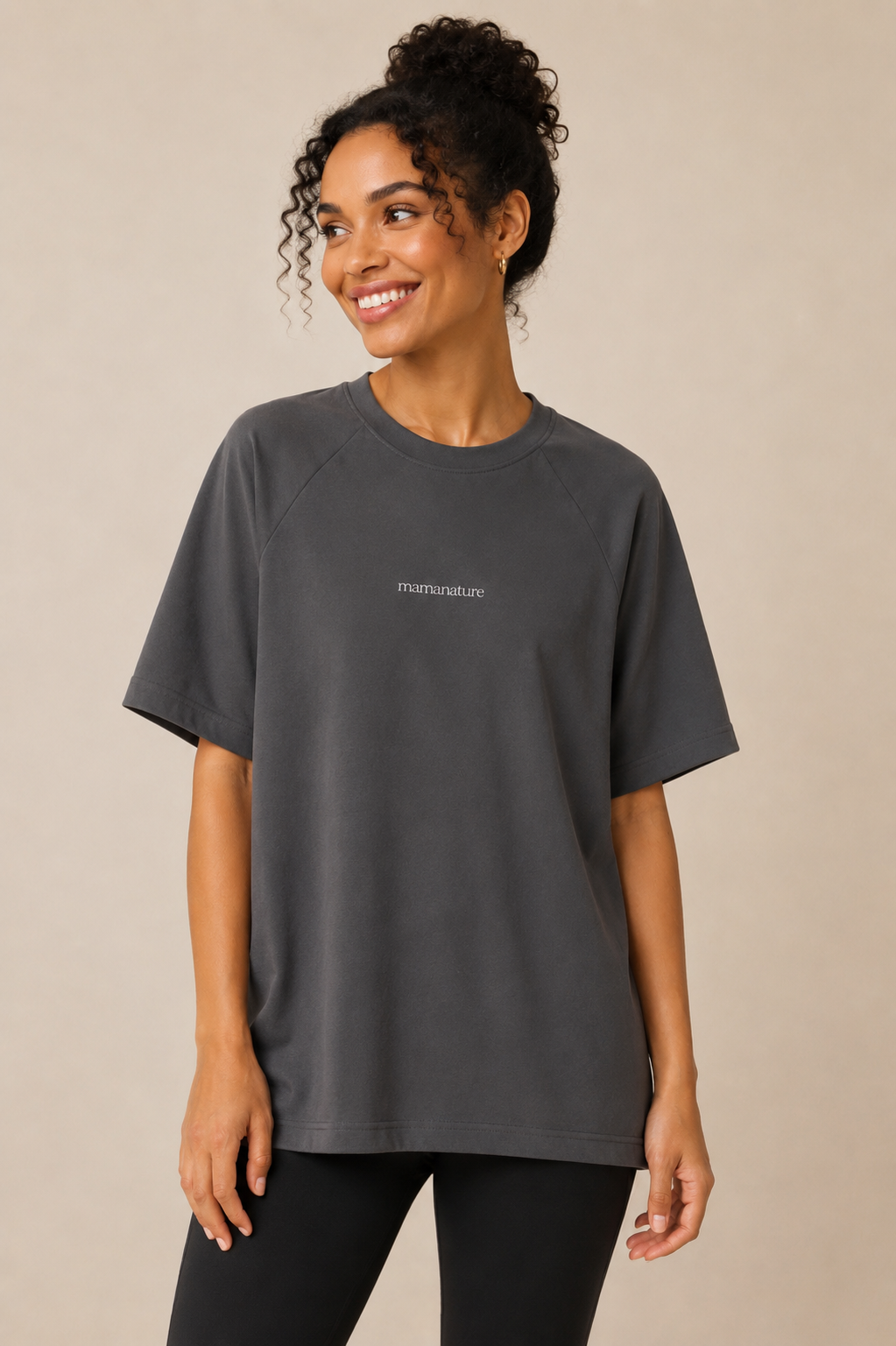 Oversized Hidden Zip Breastfeeding Tee – Charcoal